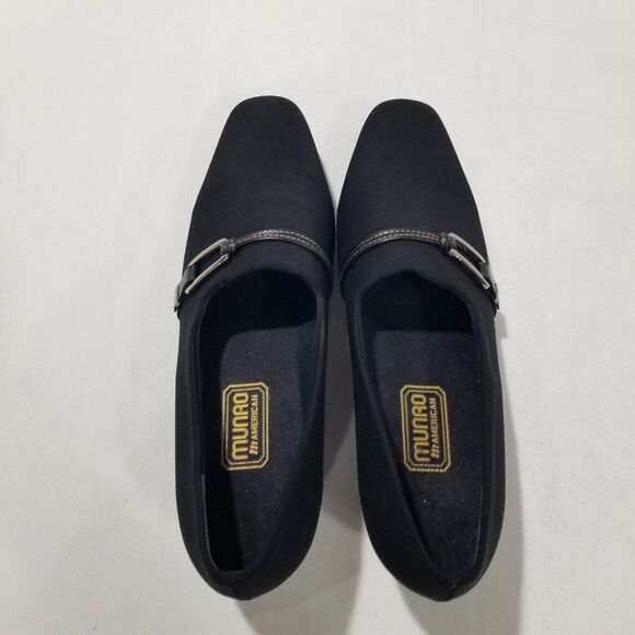 Munro Shoes Womens 7.5M Cindi Slip On Loafer Heel M207487 Black Fabric - Picture 10 of 10